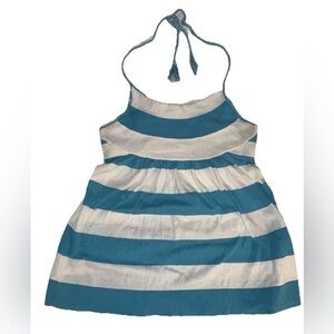 Y2K Vintage Babydoll Knit Halter Top, Sz.M Summer Of 2009 EUC Blue &white Rare